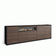 SKRAUT HOME Buffet salon et cuisine, 260x80x37 cm, 5 Portes, Cheminée électrique, Chêne foncé et Noir - marron Bois manufacturé 708_27