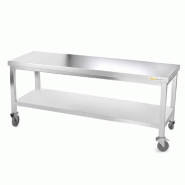 Table de travail en inox soubassement 2000 x 700 mm sur roulettes PREMIUM / GOLDINOX - inox 3701770807796 Table de travail en inox soubassement 2000 x 700 mm sur roulettes PREMIUM / GOLDINOX - inox 3701770807796