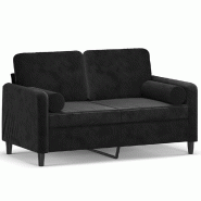 VidaXL Canapé 2 places avec oreillers décoratifs noir 120 cm velours Modèle AbriNote 356 - 3200876
