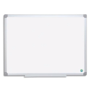 Bi-office tableau blanc earth acier laquée, magnétique, cadre aluminium, porte-stylos format l150xh100 cm
