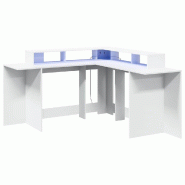 Bureau avec lumières LED blanc 152x152x91 cm bois d'ingénierie Modèle Atlas Master Panorama - 8721158402912 Bureau avec lumières LED blanc 152x152x91 cm bois d'ingénierie Modèle Atlas Master Panorama - 8721158402912