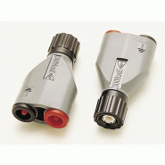 CHAUVIN ARNOUX - Jeu de 2 adaptateurs BNC mâle-douilles mâles (1 rouge/1 noir) D4mm isolées entraxe 19mm / 500V CAT I, 150V CAT III