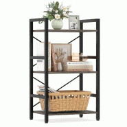 COSTWAY Étagère sur pieds à 3 niveaux, cadre métallique et kits anti-basculement, étagère industrielle, salon et bureau, gris, 42 x 28 x 71 cm -