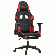 Décoshop26 - Fauteuil de bureau chaise gaming sur roulettes avec repose-pieds en PVC noir et rouge DEC025793 - rouge 3000255456611