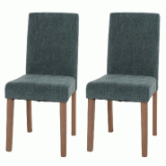 Décoshop26 - Lot de 2 chaises de salle à manger dossier haut en tissu chenille vert pieds en bois clairs 04_0007325 - Bois massif 3000262059577
