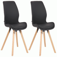 Décoshop26 - Lot de 2 chaises de salle à manger en synthétique noir style scandinave pieds bois CDS101135 - noir Bois massif 3002464432691