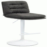 Décoshop26 - Tabouret de bar x1  repose-pieds et dossier assise rembourré en tissu gris foncé et métal blanc 10_0006508 - blanc métal 3000265612069