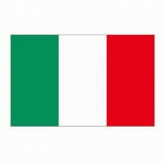 Drapeau Italie 80 x 120 cm - Ourlé sur 3 côtés - Hampe bois gainée de plastique