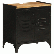 Helloshop26 - Armoire de lavabo design peu encombrant salle de bain 55 x 35 x 60 cm en fer marron 02_0047345 - marron Bois massif 3000234722058