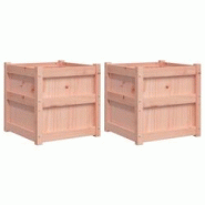 Helloshop26 - Jardinière bac lit surélevé plantes fleurs jardin terrasses lot de 2 bois massif douglas marron 02_0039059 - 3000218007812_0