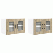 Helloshop26 - Lot de 2 armoires murales de cuisine modernes avec 4 étagères 60 x 31 x 40 cm en bois d'ingénierie chêne sonoma 02_0054314 - Bois ma