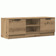 Helloshop26 - Meuble TV avec espace de rangement moderne stable 102 x 35 x 36 cm en bois d'ingénierie chêne artisanal 02_0050953 - Bois massif 30002