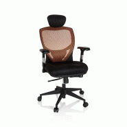 Hjh OFFICE Siège de bureau / Fauteuil de direction VENUS BASE, assise tissu / dossier maille orange / noir hjh - orange polyester 657120