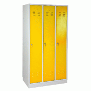 PROREGAL Armoire vestiaire ERMINE avec 3 portes | HxLxP 178x89x50cm | Gris/jaune - jaune métal RAD349-01