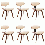 VidaXL Chaises à manger lot de 6 crème bois courbé et similicuir Modèle Ilmara - 278717
