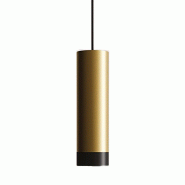 Zafferano Tubotto Lampe à Suspension LED Design en Aluminium Anodisé Or et Noir 8W 2700K 625 Lumens Diamètre 4,5 cm Hauteur Totale 310 cm IP40 - do
