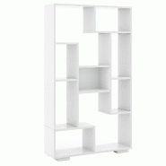 COSTWAY Bibliothèque de 120 cm avec 9 compartiments, étagère sur pied, séparateur de pièce, géométrique, en bois - blanc Bois manufacturé VH33661IT