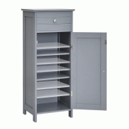 COSTWAY Meuble de salle de bain étroit, meuble de salle de bain indépendant avec tiroir et étagères réglables, 35 x 30 x 88 cm (gris) - gris TI88594SD