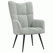Décoshop26 - Fauteuil lounge chaise de canapé design modene en velours gris clair DEC026679 - gris 3000255950706