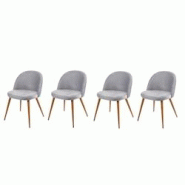 Décoshop26 - Lot de 4 chaises de salle à manger tissu velours gris clair en bois style rétro CDS04518 - gris 3000409838973 Décoshop26 - Lot de 4 chaises de salle à manger tissu velours gris clair en bois style rétro CDS04518 - gris 3000409838973