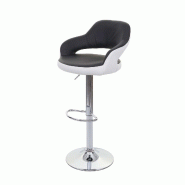 Décoshop26 - Tabouret de bar chaise de bar tabouret de comptoir pivotant avec dossier en PVC noir et blanc 04_0005281 - blanc 3000129632691