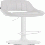 Décoshop26 - Tabouret de bar chaise haute x1 réglables en PVC blanc dossier ajouré et pied métal blanc 10_0006100 - blanc métal 3000265390127