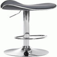 Décoshop26 - Tabouret de bar x1 assise ergonomique en PVC gris pied en trompette en métal aspect chromé 10_0005381 - gris métal 3000252613871