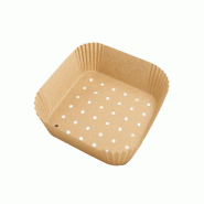 ECOLOMIQUE - 100 Pcs - Moule à friture perforé carré kraft 160 x 160mm H45mm - marron papier ECO210DUALOPAP1616K