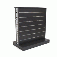 Gondole double face avec joues métal - 127x67.5x134 cm - anthracite - 4 faces de présentation - Roulettes invisibles