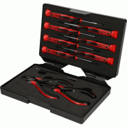 KS TOOLS 500.7180 Coffret de pinces et tournevis électroniques, 1,4 à 3 mm - 10 pcs Noir - 4042146136942