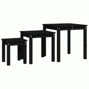 Tables gigognes 3 pcs Noir Bois de pin massif Modèle Terrasse Luxe Prime - 824977
