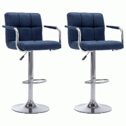 VidaXL Chaises de bar lot de 2 bleu tissu Modèle Atlas Sud - 283423_0
