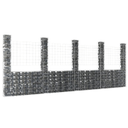 Vidaxl panier de gabion en forme de u avec 5 poteaux fer 500x20x200 cm 151292