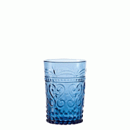 Zafferano Provenzale : Lot de 6 Gobelets Aquamarine en verre soufflé à la bouche avec décor en relief pour une table élégante. - 8051827970511