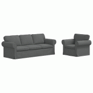 Canapé 2 pcs Gris foncé 215 x 82 x 80 cm tissu Modèle Apex Panorama Ombre - Matériau naturel 8721364374621
