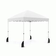 COSTWAY Pavillon 3x3m, pliable avec sac à roulettes, 4 cordes, 4 sacs, 8 piquets, tente jardin imperméable hivernale blanche. - blanc métal ZB34779IT
