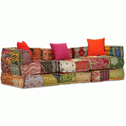Décoshop26 - Coussins canapé de sol poufs modulaire chaise longue en tissu 3 places en tissu Patchwork DEC021223 - 3001426469607