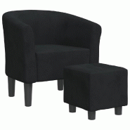 Décoshop26 - Fauteuil lounge assise confortable design moderne avec repose-pied en velours noir DEC026431 - noir 3000255816033