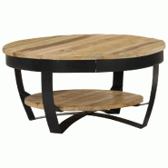 Décoshop26 - Table basse de salon design industriel en bois massif de manguier et acier 65 x 32 cm DEC038275 - acier 3000263739652