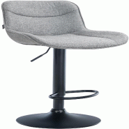 Décoshop26 - Tabouret de bar x1 pivotant forme ergonomique surpiqûres décoratives en tissu gris cadre en métal noir 10_0005824 - gris métal 30002
