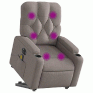 Fauteuil inclinable de massage électrique Taupe Tissu Modèle Lerdelion - 8721012172425
