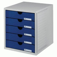 HAN Module de classement SYSTEMBOX, 5 tiroirs, en PS, coloris gris clair/bleu - 1450-14