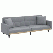 Helloshop26 - Canapé-lit avec coussins  220 x 89 x 70 cm clair tissu gris 02_0019830 - gris polyester 3001029188004