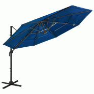 Helloshop26 - Parasol à 4 niveaux avec mât en aluminium 3 x 3 m bleu 02_0008787 - 3000470847768