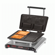 Neumärker® Gaufrier Thermocook® incl. Plaques interchangeables Gaufre X - gris inox 12-40801-04