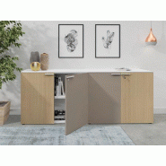 Ensemble de 2 armoires basses en mélaminé - Denomics - bicolores, portes battantes à serrure, L100 P44 H79,8 cm Ensemble de 2 armoires basses en mélaminé - Denomics - bicolores, portes battantes à serrure, L100 P44 H79,8 cm