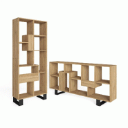SKRAUT HOME Étagère Bibliothèque, 174x67x31, Design industriel, Chêne - beige Bois manufacturé 608_7
