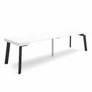 SKRAUT HOME Table console extensible, 300, Pour 14 personnes, Pieds en bois, Blanc - blanc Bois manufacturé 332_7