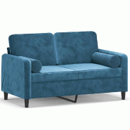 VidaXL Canapé 2 places avec oreillers décoratifs bleu 120 cm velours Modèle Vega Pro - 3200880