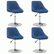 VidaXL Chaises pivotantes à manger lot de 4 Bleu Velours Modèle Worelian - 3088762